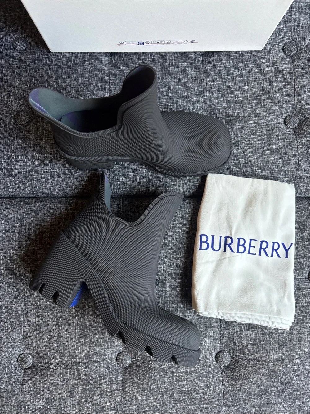 Burberry  Black Rubber Slip-On Rain Boots